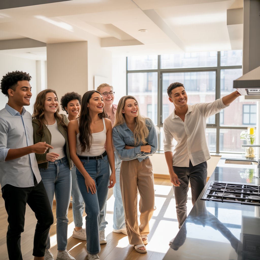 Millennial and Gen Z renters inspecting potential rental property during walkthrough.